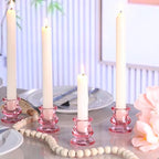 NITIME 12pcs Pink Candlestick Holders, Pink Glass Candle Holders for Pillar Candles, Taper Candle and Tealight Candles, Taper Candle Holders for Wedding, Table Centerpiece - color: Pink