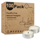 Ashlux Unscented Palm Tea Lights Candles 100 Pack Bulk, 4.5 Hours Long Burning White Tea Lights,Non-Paraffin, Smokeless, Mini Tealight Votive Candles for Wedding, Christmas Lights, Party, Christmas - size: 100 Pack, style: 4 Hours