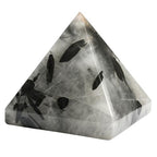 Amazing Gemstone Black Rutilated Quartz Pyramid Crystal Healing Stones - 2" Great Pyramid Figurine of Natural Stone Pyramid for Meditation, Reiki, Chakra Balancing and Crystal Pyramids Grid - color: Black Rutilated Quartz