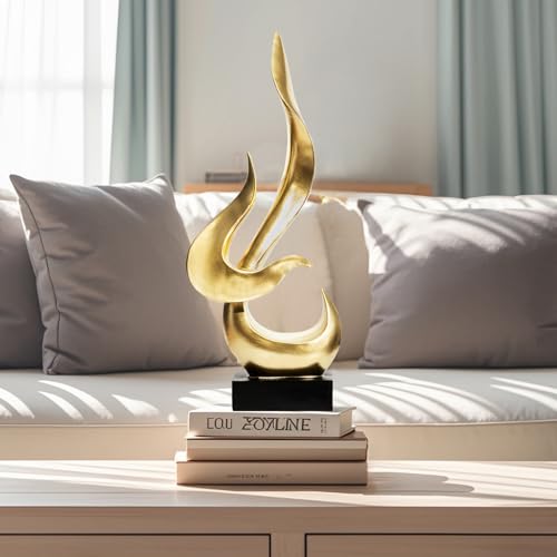 Gold Fire Flame Sculpture, Modern Abstract Resin Statue, Art Statue Home Decor for Living Room TV Stand Coffee Table Shelf Accents Decor. - color: Gold, size: Large