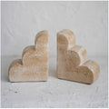 Chagoart Book Ends for Shelves-Concrete Heavy Duty Bookends-Book Stopper- Decorative Bookends for Heavy Books-Travertine Marble Look Book Ends Unique -Scallop Stone Bookends (Travertine)