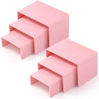 Chuangdi 2 Sets Acrylic Display Risers, Product Stand, Jewelry Display Riser Shelf Showcase Fixtures for Dessert Cupcake Candy Figure Treat Action Showcase(Pink,Small Set) - color: Pink, size: Small Set