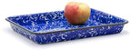 Red Co. 11" x 9" Enamelware Metal Classic 2 Quart Rectangular Serving Tray, Navy Blue Marble/Black Rim - Splatter Design - color: Navy Blue