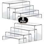 Aheroi Large Acrylic Risers, 8 Pcs 2 Set(7”L~8”L~9”L) Acrylic Display Set Rectangular Stands Shelf Clear Display Risers for Decor, Cake Shelves Retail Shoe Showcase