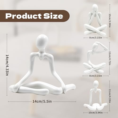 4PCS Thinker Style Abstract White Statue, Modern Simple ABS Abstract Sculpture Decor, for Home Living Room, Restaurant, Office, Bookshelf Decoration, Gifts