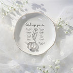 Christian Women's Jewelry Dish Tray, 'God Says You are' Pattern, White, Glazed Ceramic, Square, 4.5" x 4.5", Religious, Washable, Valentine's Day, Birthday, Christmas, Thanksgiving Gift
