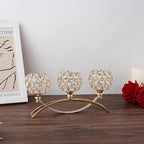 4Set Gold Crystal Candle Holders Decorative Candelabra for Wedding Centerpiece,Metal 3 Arms Candlesticks Holder Stand for Dining Table Living Room Home Decor, Party, Anniversary,Halloween,Christmas - size: 4 Pieces 5.5" tall