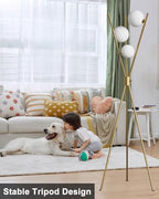 3 Globe Dimmable Tripod Floor Lamp, Mid Century Standing Lamps with 3Pcs 3000K Bulbs Included, Modern Tall Lamp for Living Room Bedroom Office-Gold - color: 3 Globe-Gold Tripod