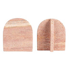 Bloomingville Crimson Archways Travertine Bookends, Red