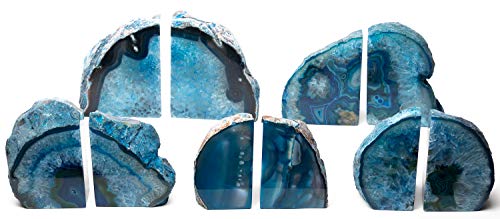 Agate Bookend with Rubber Bumpers Plus (3.5-6 lb, Blue) - color: Blue, size: 3.5 - 6 lb