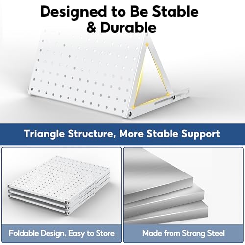 2 Pack Pegboard Display Stand, Sturdy Anti-tip Design,Small Peg Board Tabletop with 24 Hooks, Adjustable Metal Peg Board for Vendor Display, Craft Show, Jewelry Display 16''X12'' – White - color: White