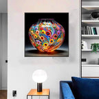 5D DIY Diamond Painting Kits,Round Vase Drill Diamond Art Kits for Adults Beginner, Perfect for Home Wall Decor and Gift - style: Art Deco