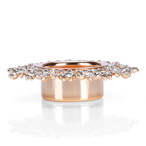 Single Crystal Tealight Candle Holders - Gold, Rose Gold, 8.5cm by ASVP Shop (Rose Gold) - color: Rose Gold
