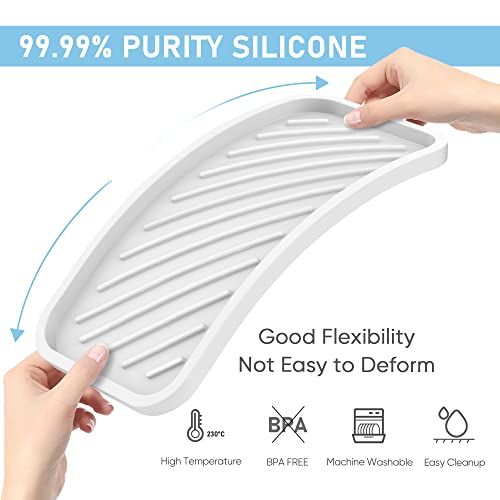 EG-SIPRO Silicone Sponge Holder, Large 10" Kitchen Sink Organizer Tray, Sponge Caddy, Dish Soap Holder, Scrubber, Soap Dispenser, Scouring Pad - color: C-wh, size: 10x5.1inch