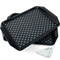 KAQAHIDO Large Non Slip Serving Tray with Grippy Dots, TV Lap Trays for Eating on Couch, Meal Serve for Dinner Breakfast, Rectangular Food Carrying for Plates, Glasses, Dishes, Set of 2, Black - color: Black