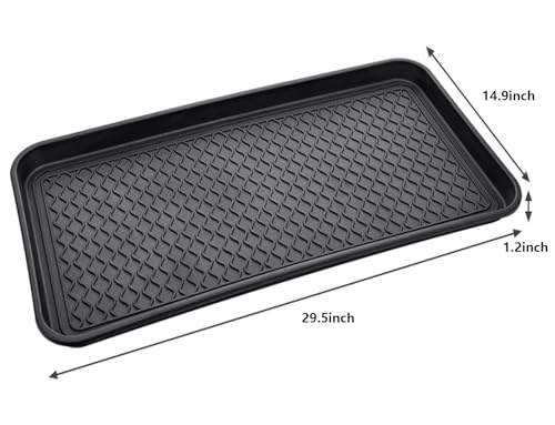 Boot Tray for Entryway,Hard Plastic Boot Mat,Shoe Tray,Shoe Mat for Indoor and Outdoor Use (Black Grid (Hard Plastic), 29.5X14.9 inch) - color: Black Grid (Hard Plastic), size: 29" x 14" x 1.2"