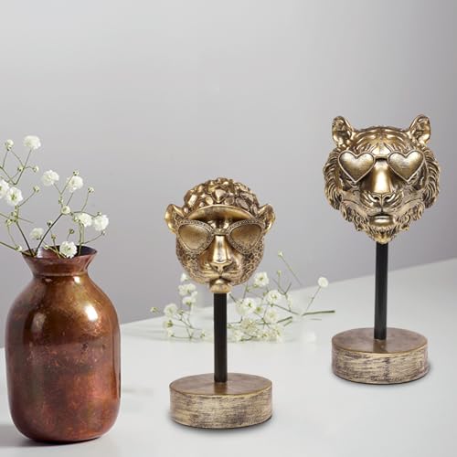 Handcrafted Resin Sculpture (Leopard)- Statue Decoration Modern Home Decor Accent, Trending Living Room & Office Decor, Elegant Tabletop & Shelf Decor for Desk, Bookshelf, Nightstand - style: Leopard