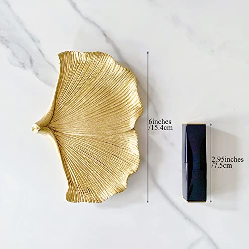 Jewelry Dish, Resin Small Leaf Shaped Ring Holder Jewelry Organizer, Trinket Dish Mini Tray for Christmas Birthday Wedding Gifts - color: Ginkgo
