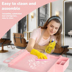 Extension Salon Tray Hair Extension Cart Tray Pink Multi-Function Extensions Rolling Tray with Blow Dryer Holder and Storage Platform - color: L-pink