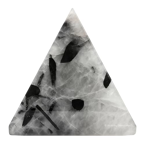 Amazing Gemstone Black Rutilated Quartz Pyramid Crystal Healing Stones - 2" Great Pyramid Figurine of Natural Stone Pyramid for Meditation, Reiki, Chakra Balancing and Crystal Pyramids Grid - color: Black Rutilated Quartz