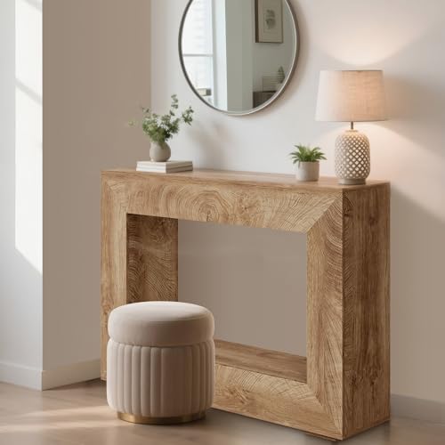 GarveeTech 47" Console Table for Entryway, Narrow Sofa Table Behind Couch, Wood Hallway Entry Table with Storage Shelf, Vintage Accent Table for Living Room, Foyer - color: Natural-47 Inches
