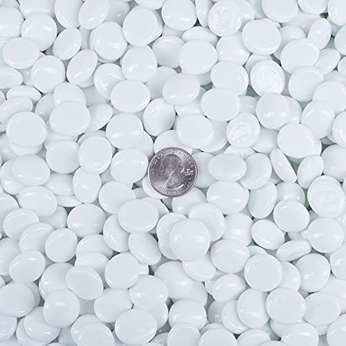Galashield Flat Glass Marbles for Vases White Glass Gems Beads Pebbles Vase Filler (1 LB, Approx. 105 PCS) - color: White, size: 1 LB