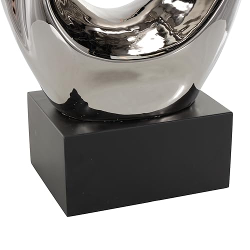 Deco 79 Ceramic Abstract Decorative Sculpture Home Decor Statue, Accent Figurine 14" x 7" x 27", Silver - size: 14" x 7" x 27"
