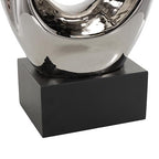 Deco 79 Ceramic Abstract Decorative Sculpture Home Decor Statue, Accent Figurine 14" x 7" x 27", Silver - size: 14" x 7" x 27"
