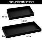 2PCS(7.87” L and 11.8” L) Silicone Soap Dispenser Tray, Kitchen soap Caddy countertop, Toilet, Black Tray for Scrubber, Lotion Bottles, Perfume, Jewelry, Candle, Key Trinket Ring-Black - color: Black（small 7.87”&large 11.8”）