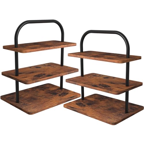 Cupcake Stand 2 Pack, 3 Tier Rustic Wood Metal Cupcake Stand for 50 Cupcakes, Large Dessert Display Stand for Party, Wedding, Graduation, Vendor - size: 2 PACK