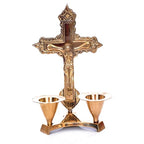Hashcart Catholic Crucifix Cross with Candle Stand, Jesus Decor (6 Inch) Jesus Christ Statue & Figurine for Table Decoration, Catholic Decor Home Office Decor
