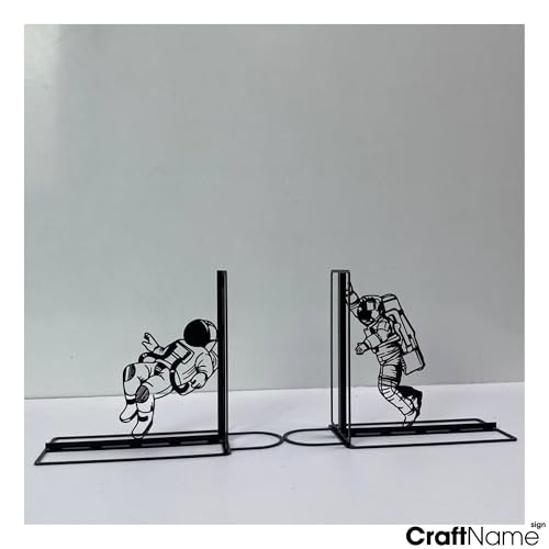 Craftnameisgn Custom Astronaut Metal Bookends for Shelves Decorative, Spaceman Book Ends Metal Art for Home Office, Book Stopper for Heavy Books, Astronaut Book Shelf Holder - color: Design 05