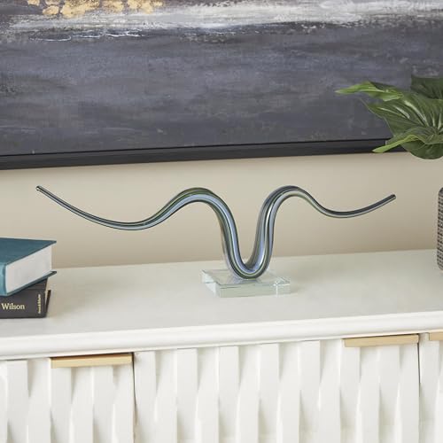 Deco 79 Glass Abstract Decorative Sculpture Wave Home Decor Statue with Clear Base, Accent Figurine 20" x 4" x 6", Multi Colored - color: Multi Colored, size: 20" x 4" x 6"