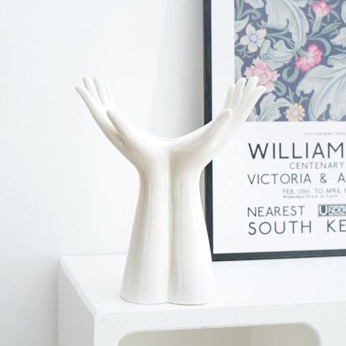 Human Hand Vase - Hand Shape Boho Vase for Flowers, Artistic Ceramic Sculpture Pot, Unique Decor Piece | for Living Room Tabletop Bedroom Shelf Entryway Home Art Bohemian Decoration