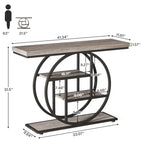 Tribesigns 41.3" Console Table, Industrial 4-Tier Sofa Table Entryway Table with Circle Base, Narrow Wood Accent Tables with Storage Shelves for Living Room, Hallway, Foyer, Gray | Industrial, Sofa Table, Entryway Table, Narrow, Accent Tables, Storage She