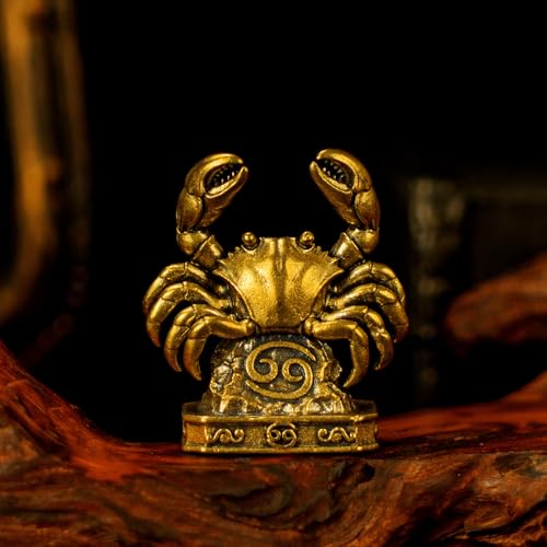 Cancer – Cancer Crab Zodiac Brass Sculpture – Handmade Solid Retro Figurine, Unique Home & Office Decor, for Astrology Fans - style: Cancer