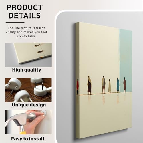 Wivsev Abstract People in Line,Minimalist Human Figures Illustrations Fine Art, Decorative Zen Multicolor Country,Abstract People Silhouettes for Bedroom,Livingroom,Bathroom (12" x 18" x 3 pcs) - size: 12" x 18" x 3 pcs