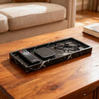 WeDoDecor Luxury Real Black Marble Bathroom Small Tray Vanity Decorative Rectangular Stone Tray for Countertops Dresser Guest Towels Holder Makeup Cologne Organizer for Toilet Tank Bathroom Accessory