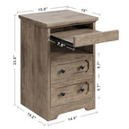 LIKIMIO Night Stand, Modern Bedside Table with 2 Drawers, Open Shelf, End Table with Pull-Out Tray, Wood SideTable, Grey Oak - color: Grey Oak
