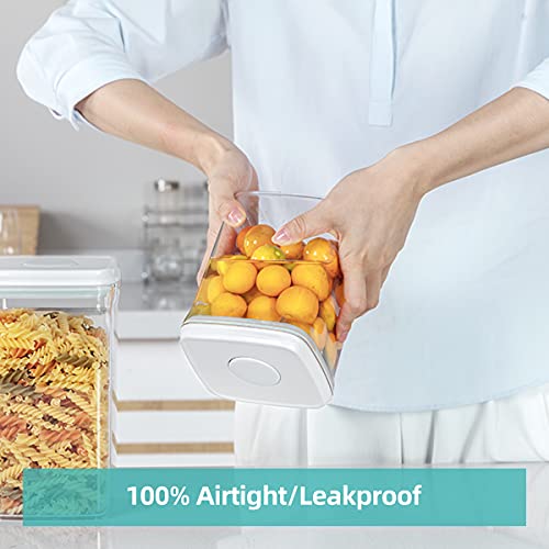 Ankou Airtight Food Storage Container - 0.32 QT （380ml Small Pop Up Food Containers With Lids, Bpa Free Stackable Container for Sugar Tea Candy- 8 Labels - Clear - color: 0.32 QT