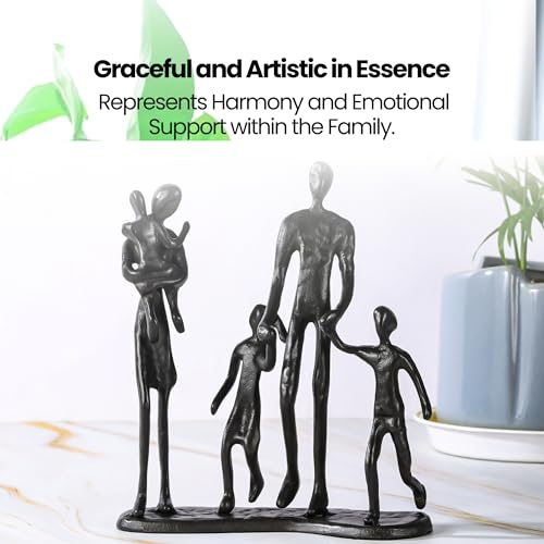 Rustic Family Figurines Family of Five Sculptures Parents and Kids Statues for Bedroom Décor Cast Iron Family Sculpturefor Living Room DecorGifts for Family Modern Home Décor - style: Family of Five Sculptures
