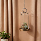 16" High Versatile Rustic Brown Metal Candle Holder with Handmade Sturdy Glass Dome And Shabb Brown Wooden Base for Pillar Candle & Plants, Industrial, Farmhouse, Shabby Chic, Display Cloche Bell Jars - color: Brown, size: 7"x16"