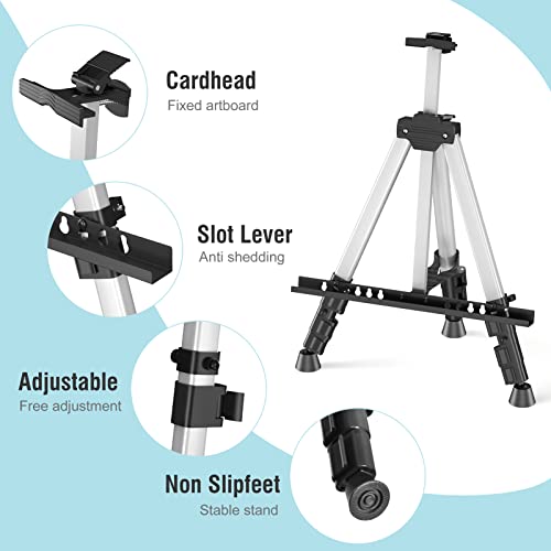 Art Painting Display Easel Stands - Portable Adjustable Aluminum Metal Tripod Artist Easels with Bags, Height from 17" to 66", Extra Sturdy for Table-Top/Floor Painting, Drawing, Displaying, Silver - style: Silver - 2pack
