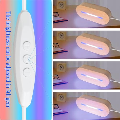EATAKWARD 4 Pcs 5.9" Wood Rectangle Light Display Pedestal, Wooden Display Base for Light Dimmable Colorful Lights Lamp Stand with USB Cable for Acrylic, Crystal, Night Light (Inner Slot, Oval base) - color: Inner Slot, Oval base