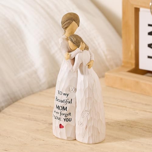 NAN ZAI NAN FANG Mother Daughter Figurine for Mom Resin Hand Painted Sculpture Birthday Valentines Christmas Mothers Day Heartfelt Gifts for Daughter Mom Mother-in-Law - style: Mother and Daughter