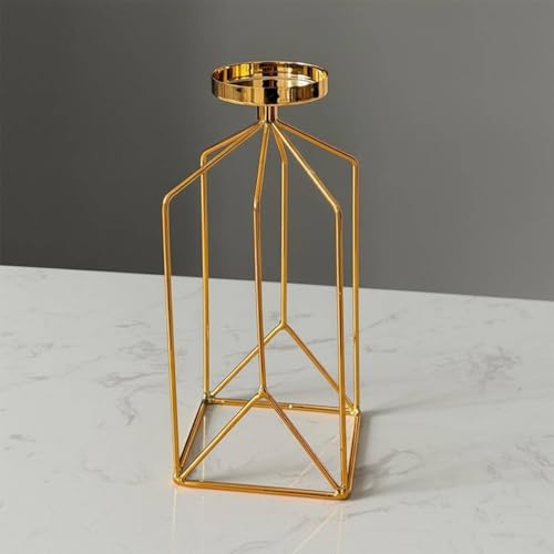 predolo Iron Art Candle Holder Minimalist Nordic Design Candlestick Modern Design Geometric Metal Candlestick for Mantelpiece, Black, L - color: Black, size: Large