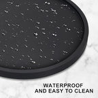 Black Wooden Bathroom Vanity Counter Tray Decor Round Perfume Dresser Trays Kitchen Sink Soap Dish Dispenser Holder Large Wood Lazy Susan Turntable for Table Rotating Bathroom Organizer Accessories - size: 12"