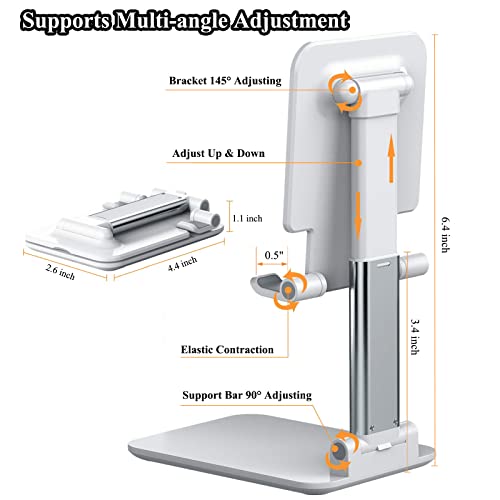 Meetuo 2 Pcs Cell Phone Stand, Adjustable Angle Height Phone Stand for Desk, Fully Foldable/Portable Phone Holder, Compatible for iPhone 16/15/14/13/12/Smartphones - color: Black+White
