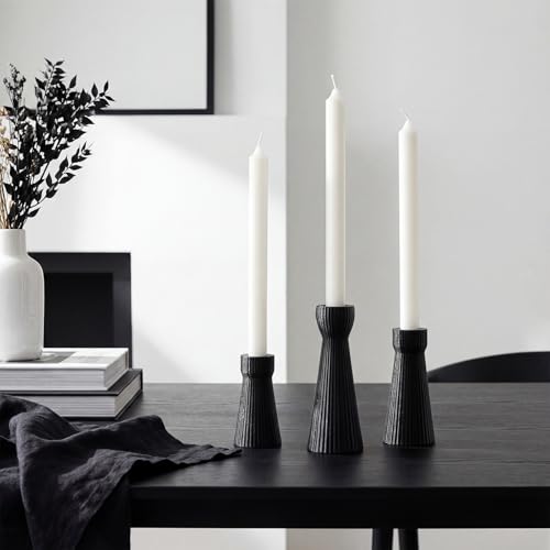 Mumufy 6 Pcs Black Taper Candle Holders for Candlesticks Ceramic Candle Stick Modern Decorative Candlestick Stand for Wedding Table Centerpiece Dinner Desktop Decoration Housewarming Gift - color: Black