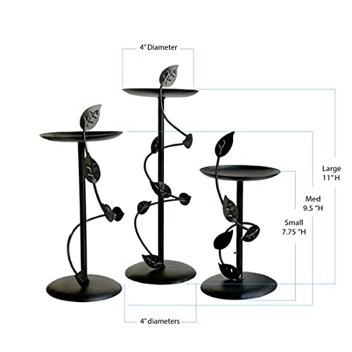 Lily’s Home Art Deco Climbing Vine Pillar Candle Holders, Steel, Black, Set of Three. Candles NOT Included - color: Climbing Vine